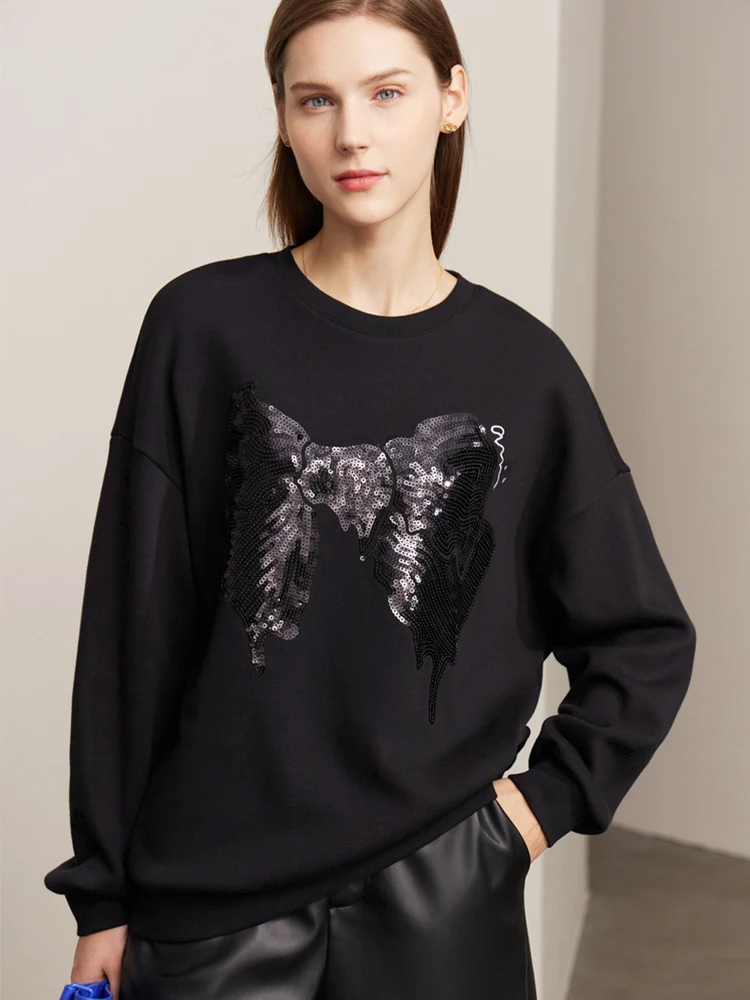 AMII Winter New Sweatshirts For Women 2022 Long Sleeve O-neck Casual Loose Fashion Printed Tops Female Clothing 72270098