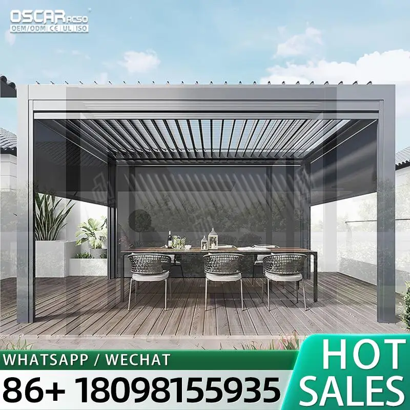 12' * 12' Delivery Price Patio Balcony Modern Pergola with Screens Kits pergola