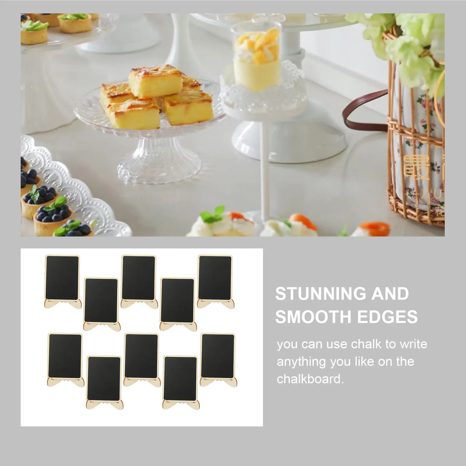 

Набор из 10 мини-досок для письма мелом с гладкими краями для домашнего декора, свадебного меню, офиса, магазина