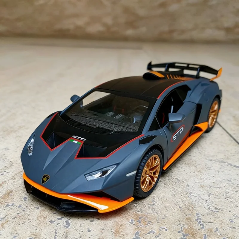 

1:24 HURACAN STO Alloy Sports Car Model Diecasts Metal Toy Racing Car Model Simulation Sound and Light Collection Kids Toy Gift