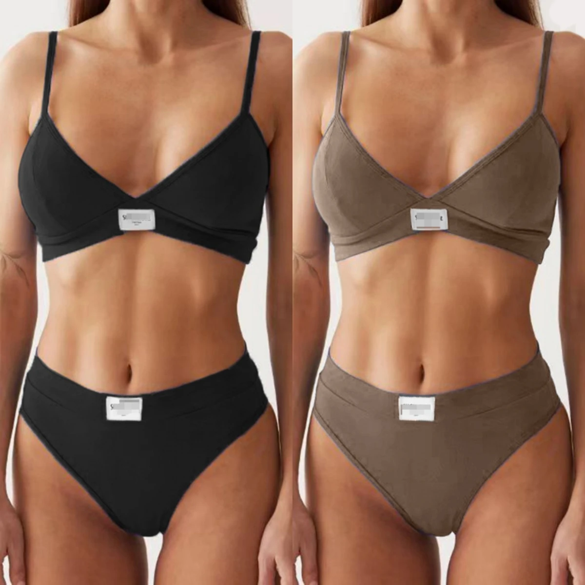 Conjunto de sujetador sin aros y bragas de cintura baja sin costuras para mujer, ropa interior deportiva para Fitness, traje de 2 piezas