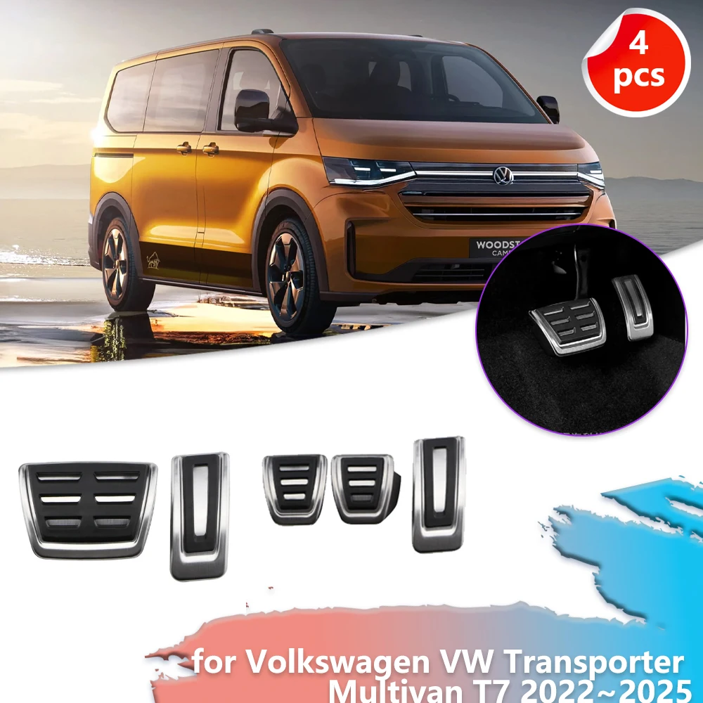 

Car Gas Brake Pedal for Volkswagen VW Transporter Multivan T7 2022~2025 Rubber Anti-Slip Alloy Footrest Foot Cover Accessories