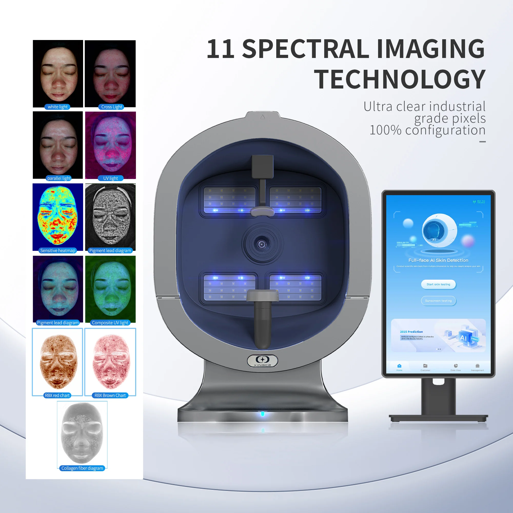 

Salon-Grade Skin Analyzer Camera Multispectral imaging- 20MP HD Facial Skin Detection for Acne/Aging/Pigmentation skin care