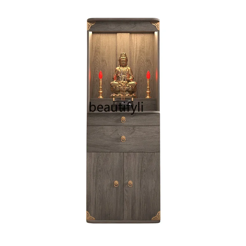 Buddhist shrine New Chinese vertical cabinet Shrine offering table Modern light luxury Buddha statue cabinet Shrine