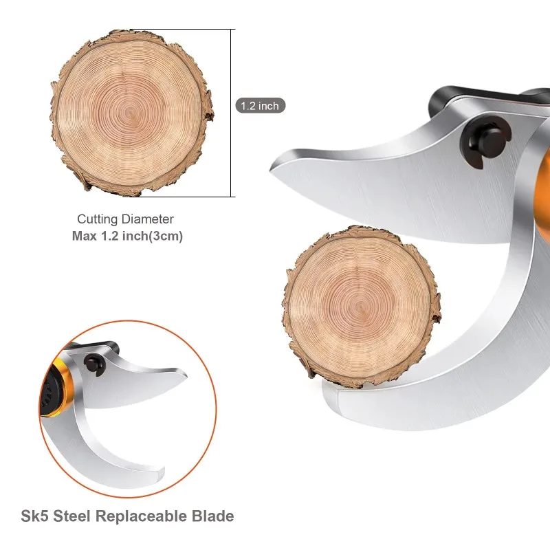 Imagem -03 - Tesouras de Poda Elétricas Lâminas 30 mm Afiada Lâmina de Corte Acessório para Poda Ramos Árvores Bonsai Ferramenta de Jardim de Frutas Par Sk5