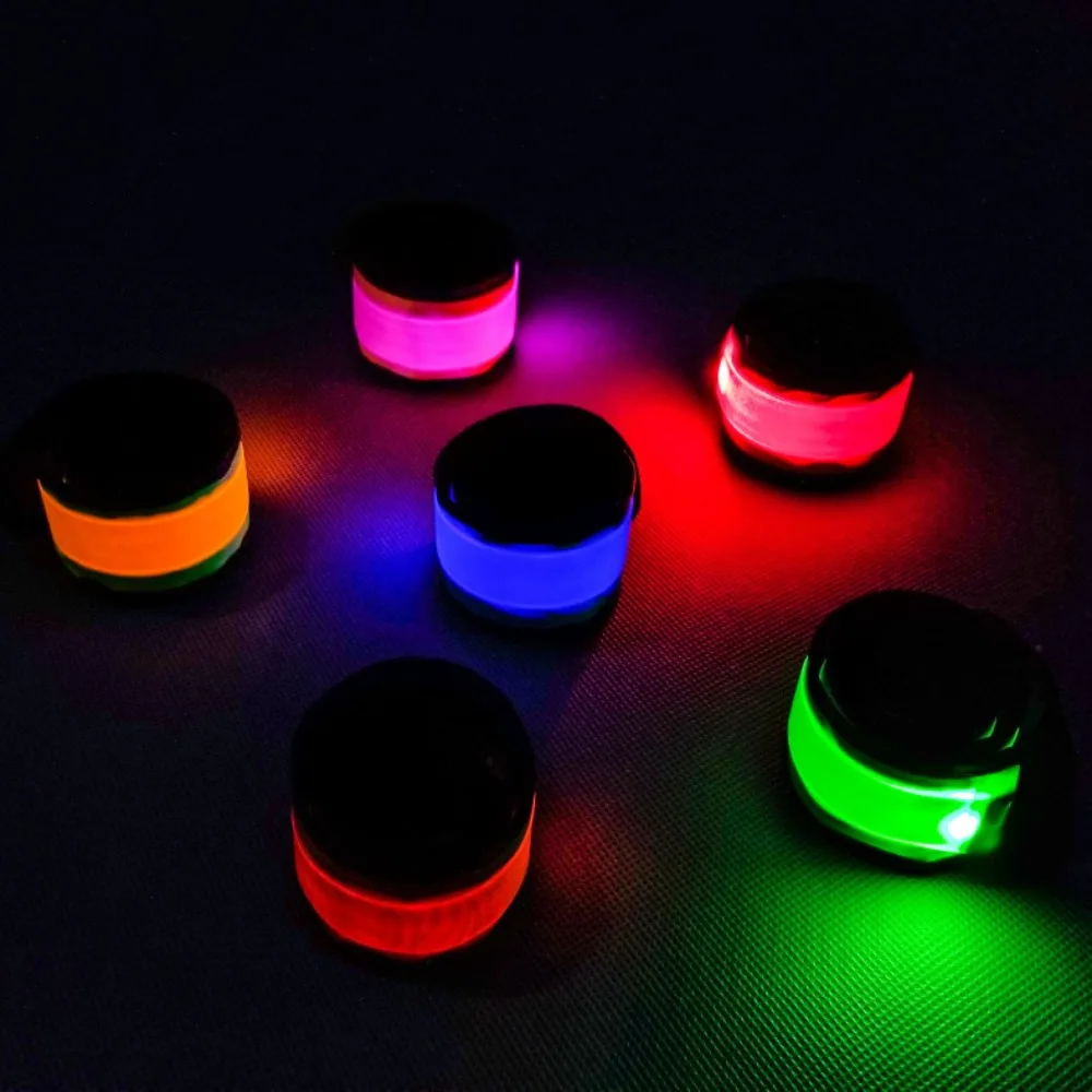 Polyester LED Armband Snap Slap Design High Visible Glow Wristband LED Lighted Elastic Strap Reflective Band Night Running