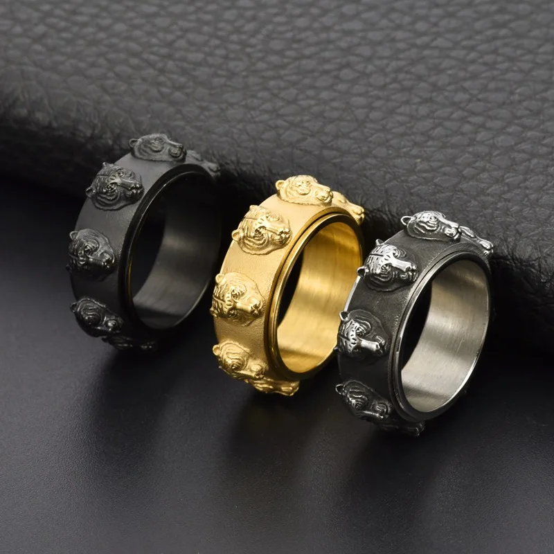 النمر الحيوان تململ سبينر الرجال خواتم مجوهرات من صلب لا يصدأ الشرير الصخرة موضة أشياء باردة اكسسوارات للنساء هدية بالجملة #2