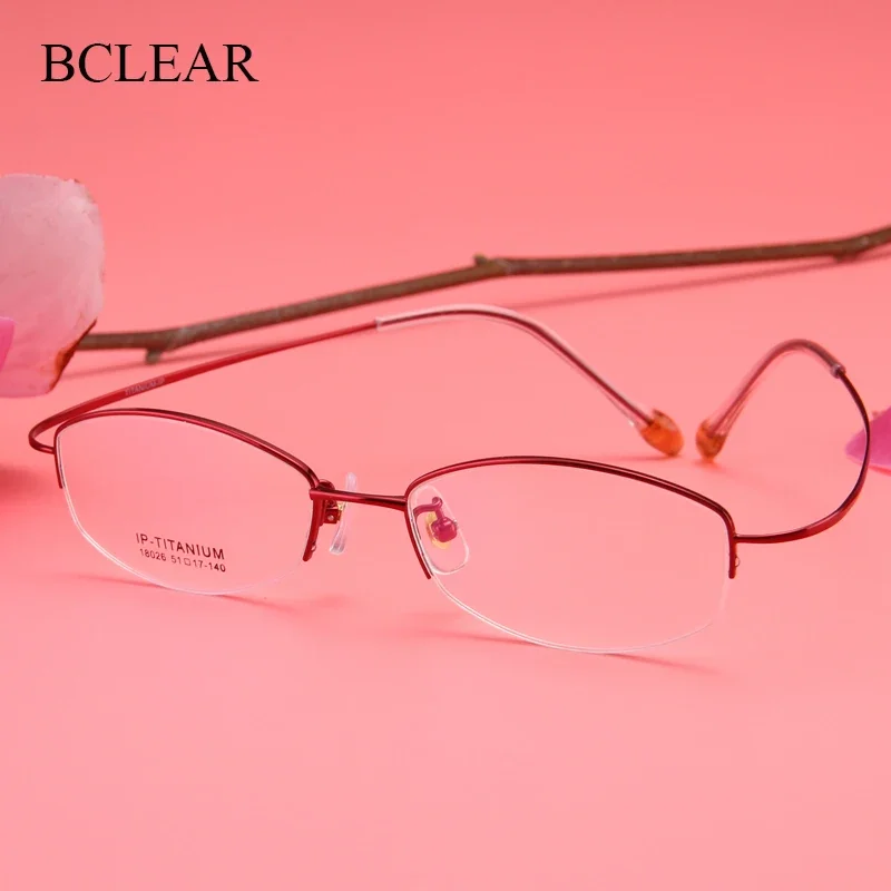 

BCLEAR Women Fashion Trending Flexible Elastic Eyeglass Frame Ultra-light Slim Half Rim Ladies Optical Eyewear Comfortable Wear