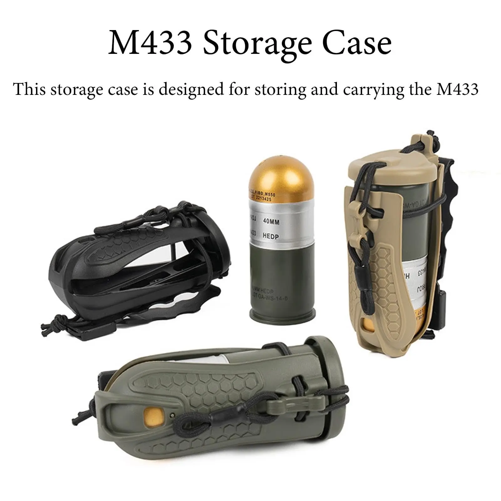 40mm Dummy Grenade MOLLE Pouch Compact Storage Box with Belt Vest Attachment for Airsoft Cosplay Team Games Movie Prop Display