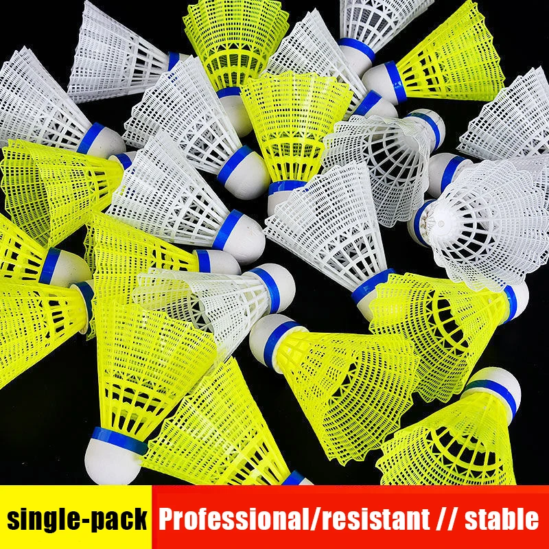 1Pcs Durable Plastic Yellow Nylon White Badminton Ball Students Badminton Competition Shuttlecock Training