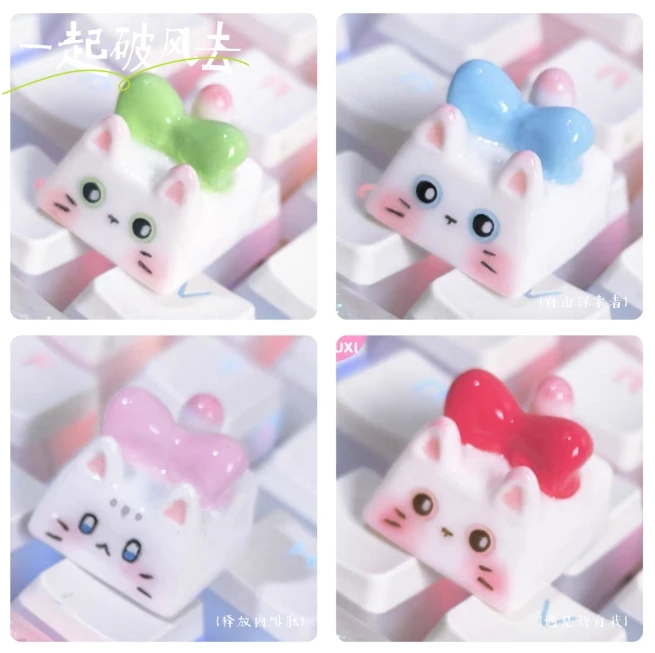 

Individual Cartoon Animal Keycap Cute 3D Cat Key Cap Mechanical Keyboard Resin Transparent Stereoscopic Keycap Girl Gift