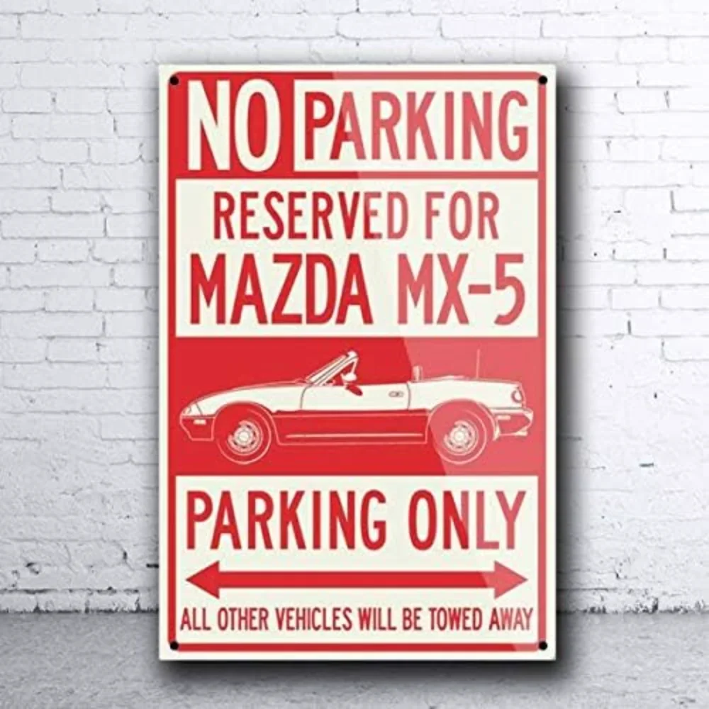 MiataVintageShield™ 2021 Mazda MX - 5 Miata Convertible Sign Reserved Parking | Retro Tin Plate Wall Art, Perfect Gift
