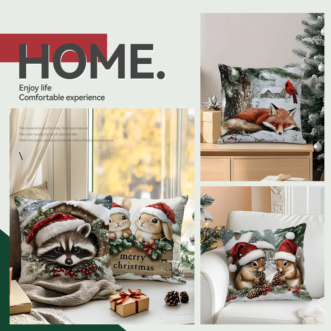 لطيف عيد الميلاد أرنب الوسائد الزخرفية المخدة غطاء وسادة بوليستر رمي وسادة أريكة الديكور غطاء وسادة #4
