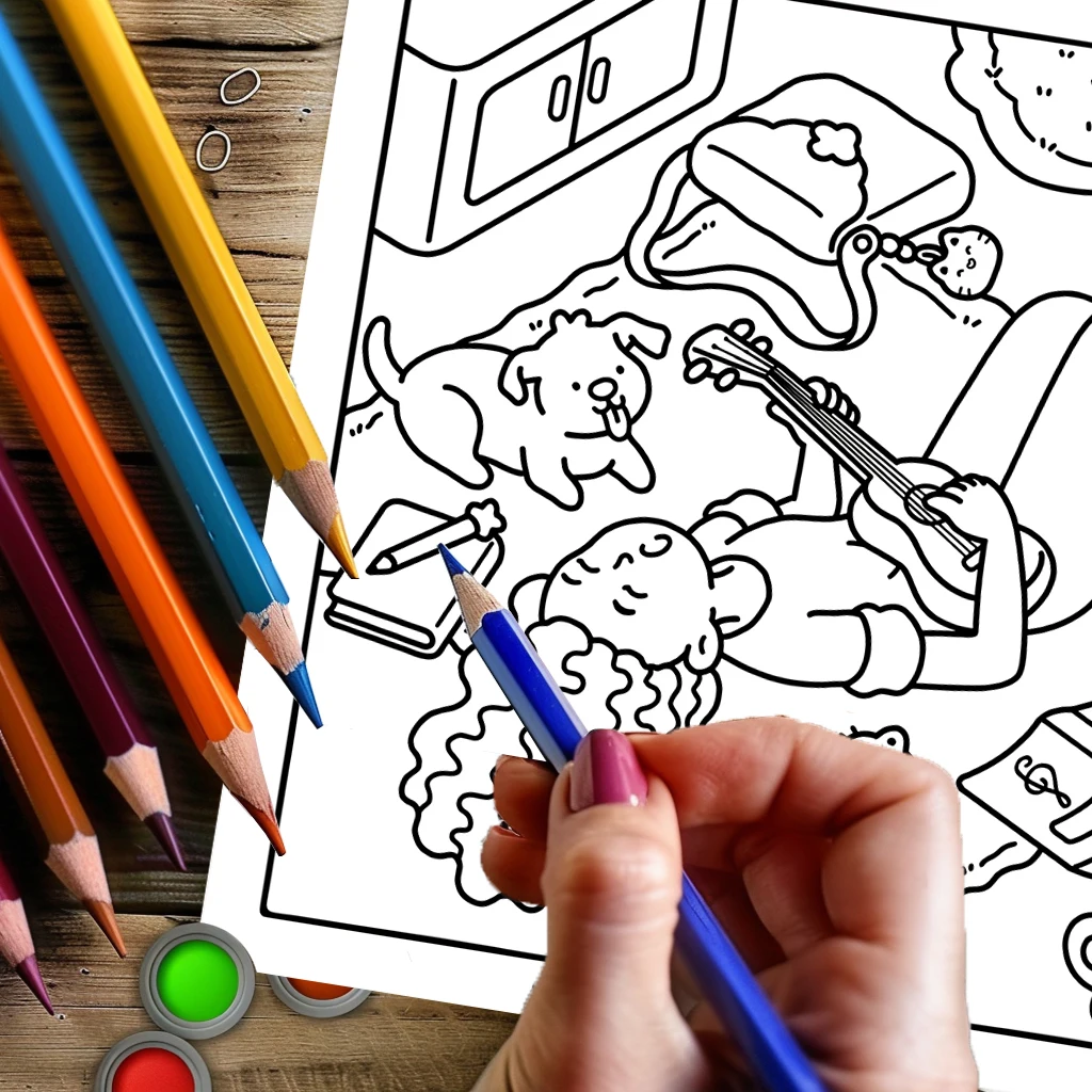 Libro para colorear de estilo acogedor de 28 páginas para adultos |   Regalo de libro para colorear, suministros de dibujo para Navidad, Acción de Gracias