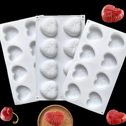 1pc 3D Valentine's Day heart-shaped silicone mousse cake baking mold suitable for chocolate desserts, candy, cheesecake (8 cavit