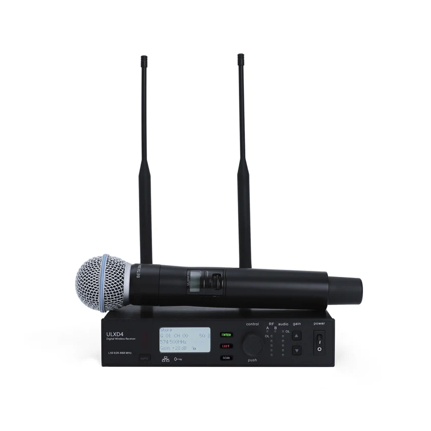 ULXD4/BETA58A 87 Microfone sem fio digital Microfone ao vivo Placa de som externa dinâmica