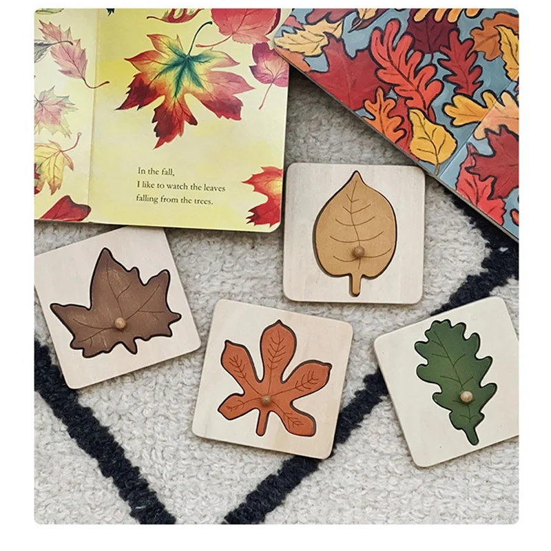 

Montessori Tree Puzzle Wooden Leaf Puzzle Early Education Cognitive Panel Teaching