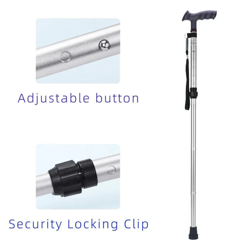 Adjustable Lightweight Aluminum Walking Cane Portable Folding For Outdoor Adventures & Rehabilitation Therapy Rotation Pivot