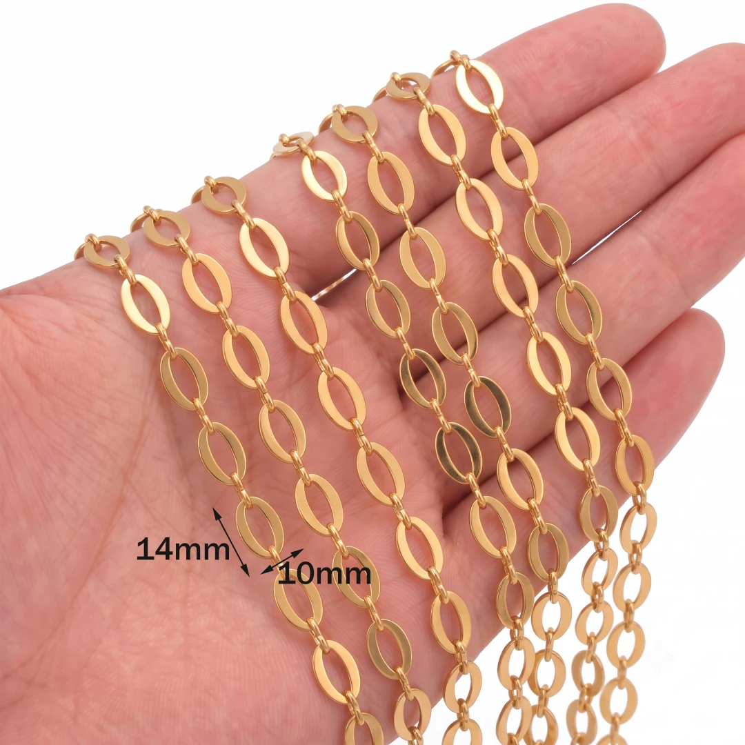 0.5meter 1meter Gold Stainless Steel Oval Paperclip Chain for Jewelry Making Chunky Chain Necklace Bracelet Bulk Chain Supplies view 2