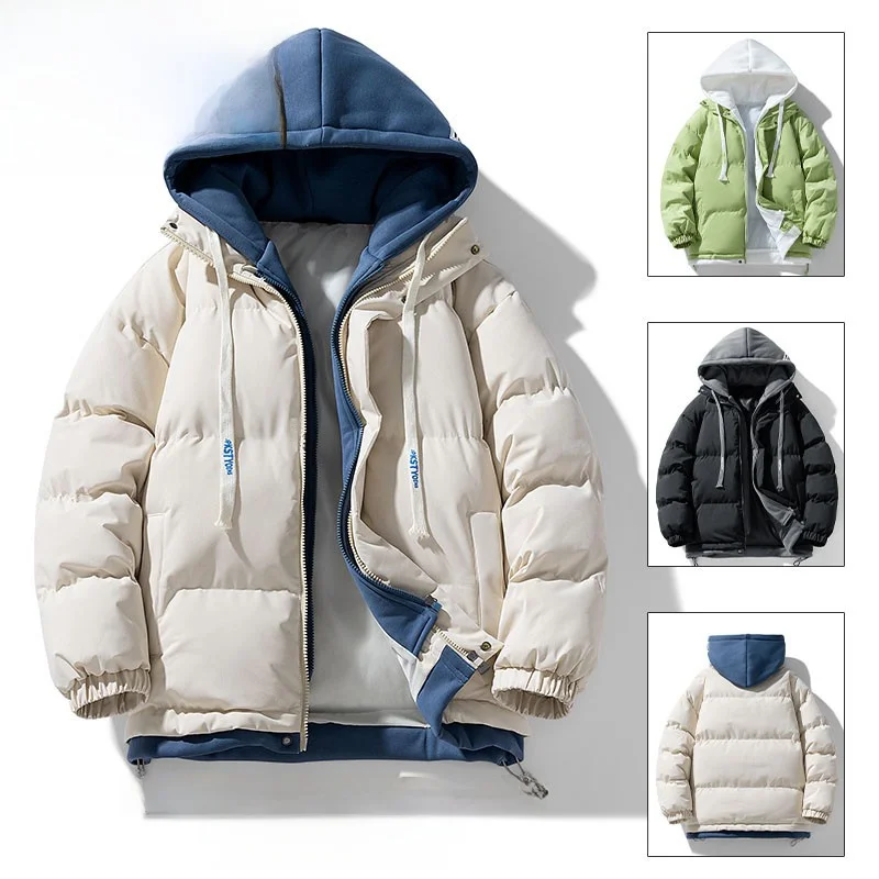 

Хлопковая джинсовая куртка Thiened down для мужчин и женщин, осенне-зимняя модная брендовая пара, искусственная двухсекционная верхняя одежда, молодежная кинотеатр Sle