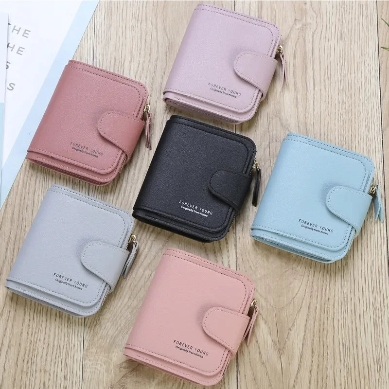 New Female Student Wallet Korean Version Large Capacity Short Button Wallet, Multi-function Folding Purse