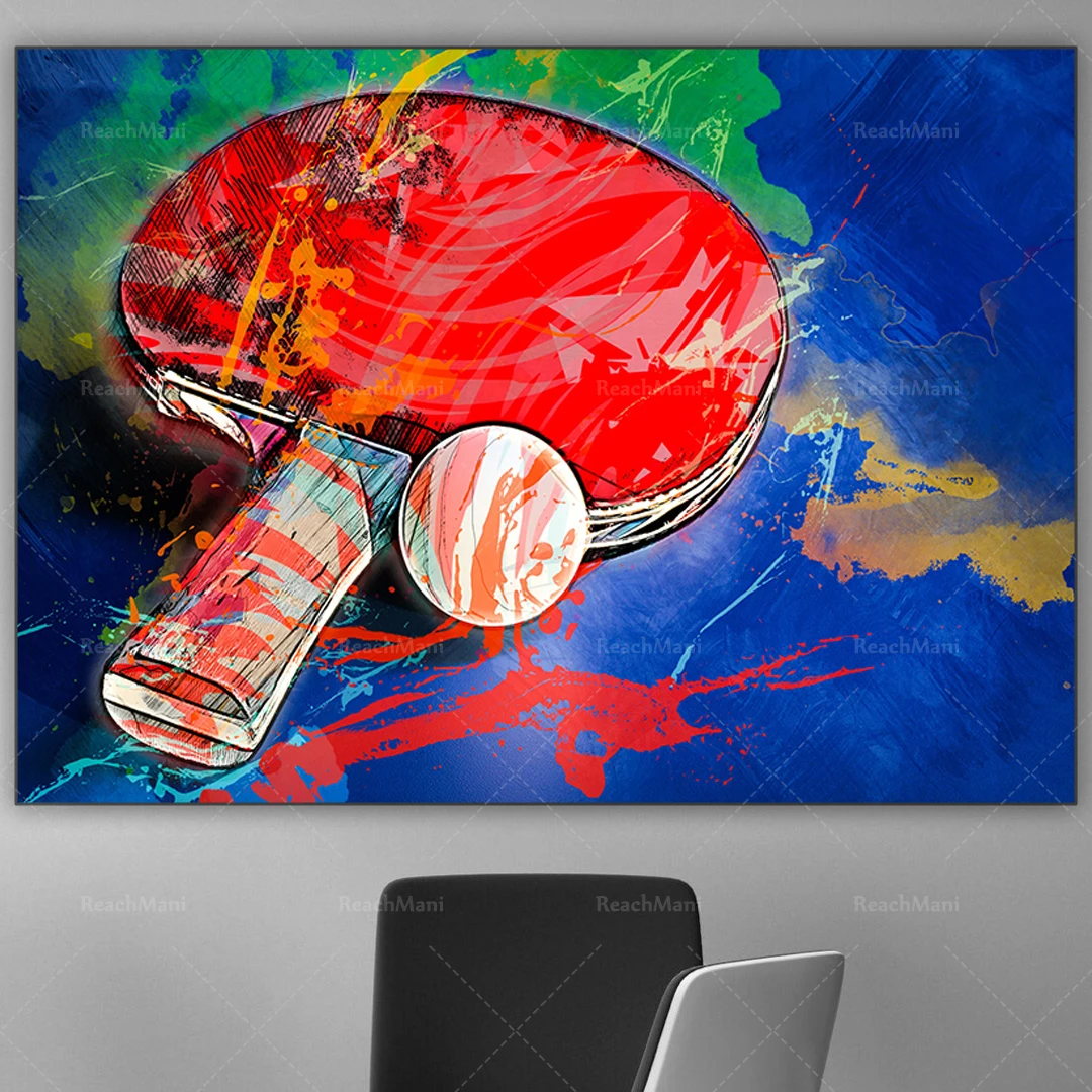 Table Tennis Prints, Table Tennis Racket Wall Decoration Table Tennis Print, Table Tennis Fan Gift Decoration Print Poster