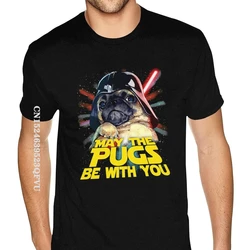 May The Pugs Be With You Tees Shirt Guys Oversized T-Shirt Men's Gothic Anime Tshirt Fashionable Brand Top Vintage Tee Shirt