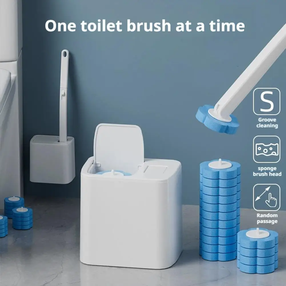 Disposable Toilet Brush Set  Self-Contained Cleaning Agent, No Dead Angle Cleaning, Wall-Mounted Bathroom Toilet Cleaner Tool
