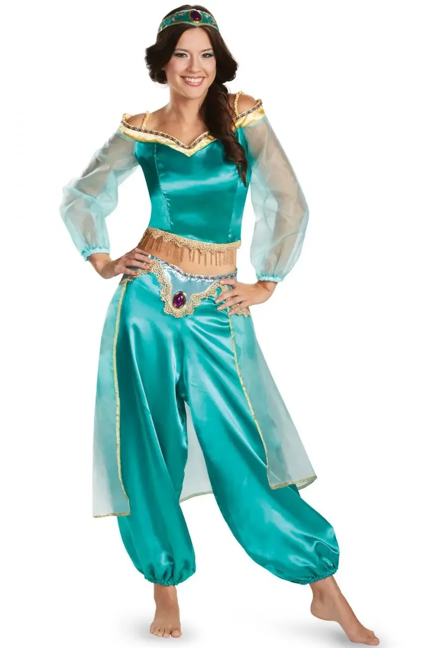 Adult Children's Aladdin's Lamp Jasmine Princess Costumes Cosplay For Girl Halloween Party Belly Dance Dress Indian Princess Cos