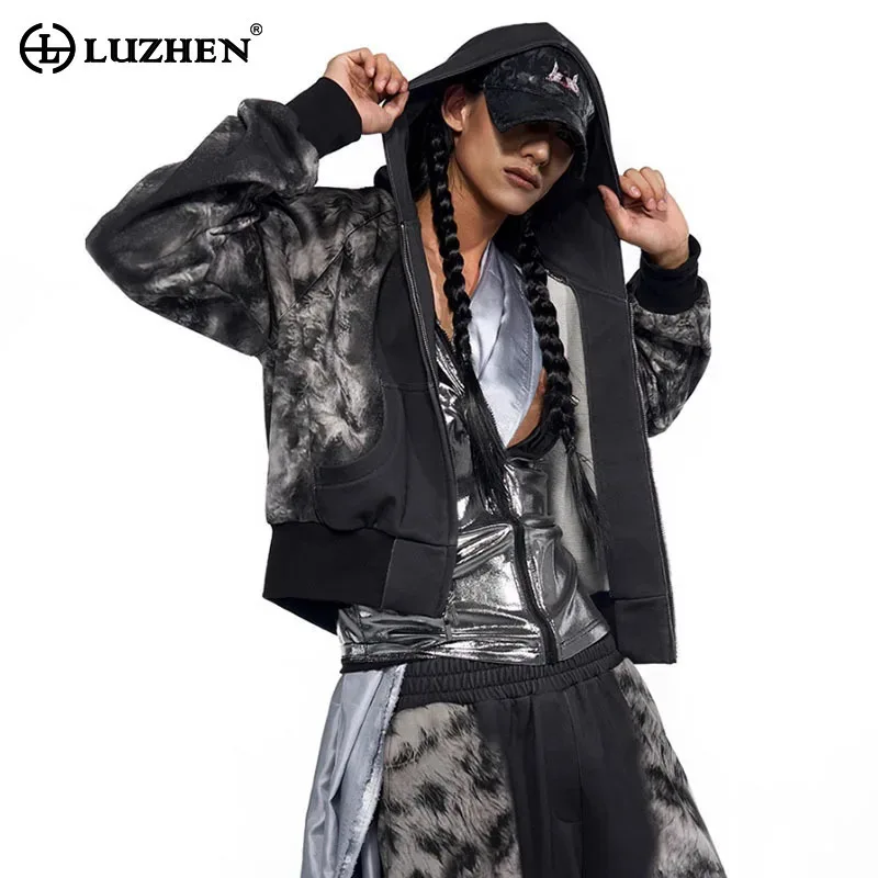 

LUZHEN Leopard 2025 Original Print Streetwear Men's Hooded Trendy Coat Men's High Quality Handsome Loose Handsome Clothes JY3970