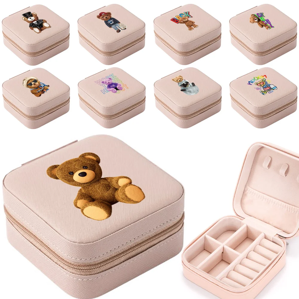 

Multi-functional Jewelry Box Earrings Jewelry Storage Bag Desktop Drawer Necklace Ring Holder Jewelry Organizer Boxes Bear Print