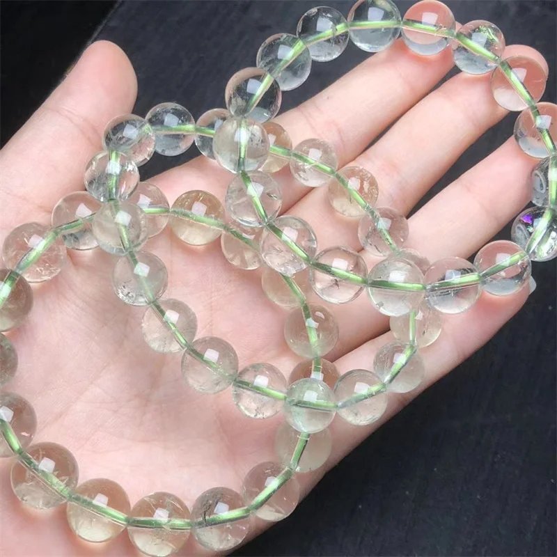 

Natural Green Clear Quartz Bracelet Crystal Healing Gemstone For Women Fengshui Birthday Present Lover Gift 1pcs 11/15MM