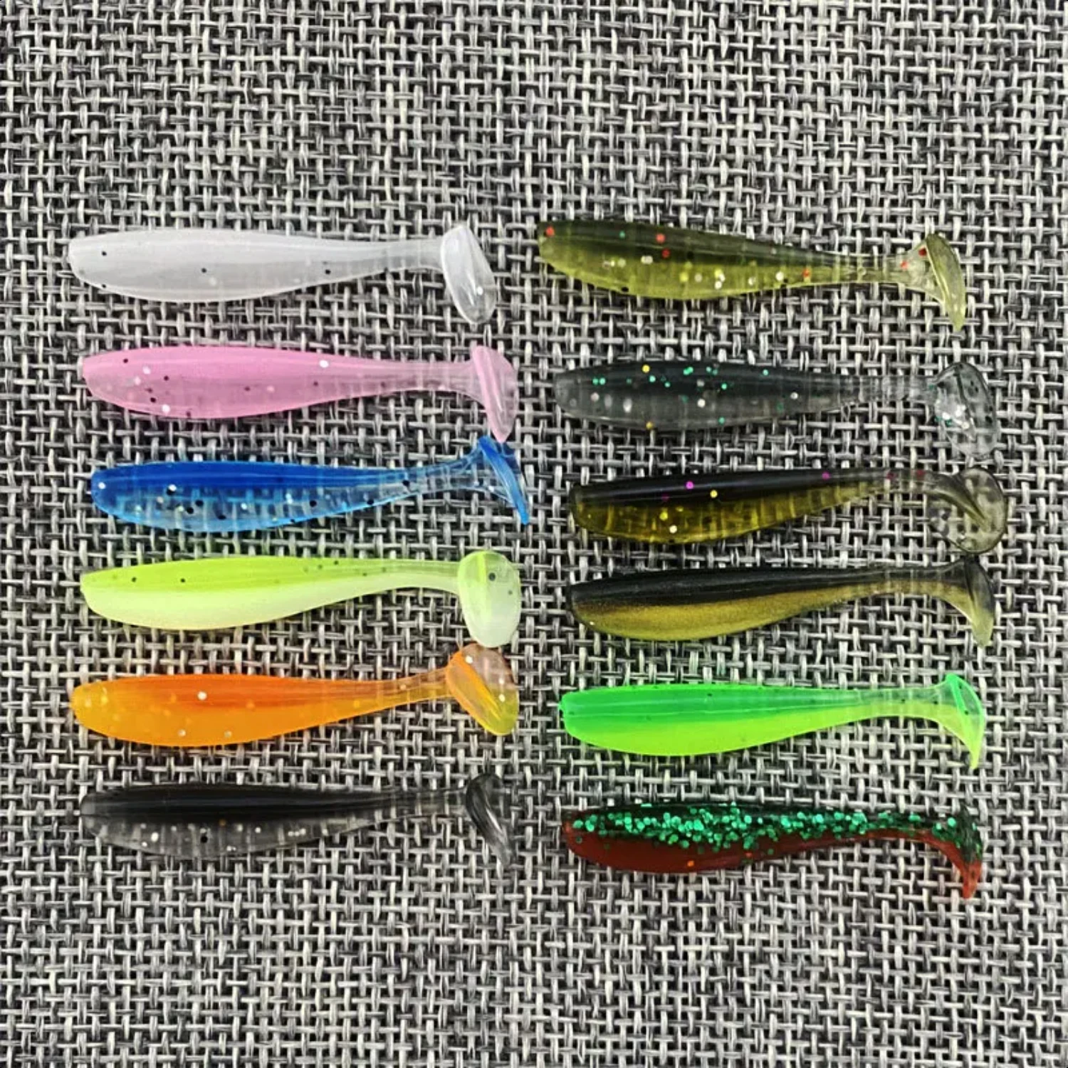 Smooth Two-Color T-Tail Simulation Bait 4cm0.5g Soft Worm Luya Soft Bait Fishing Bait Root Microfish - Pack of 10