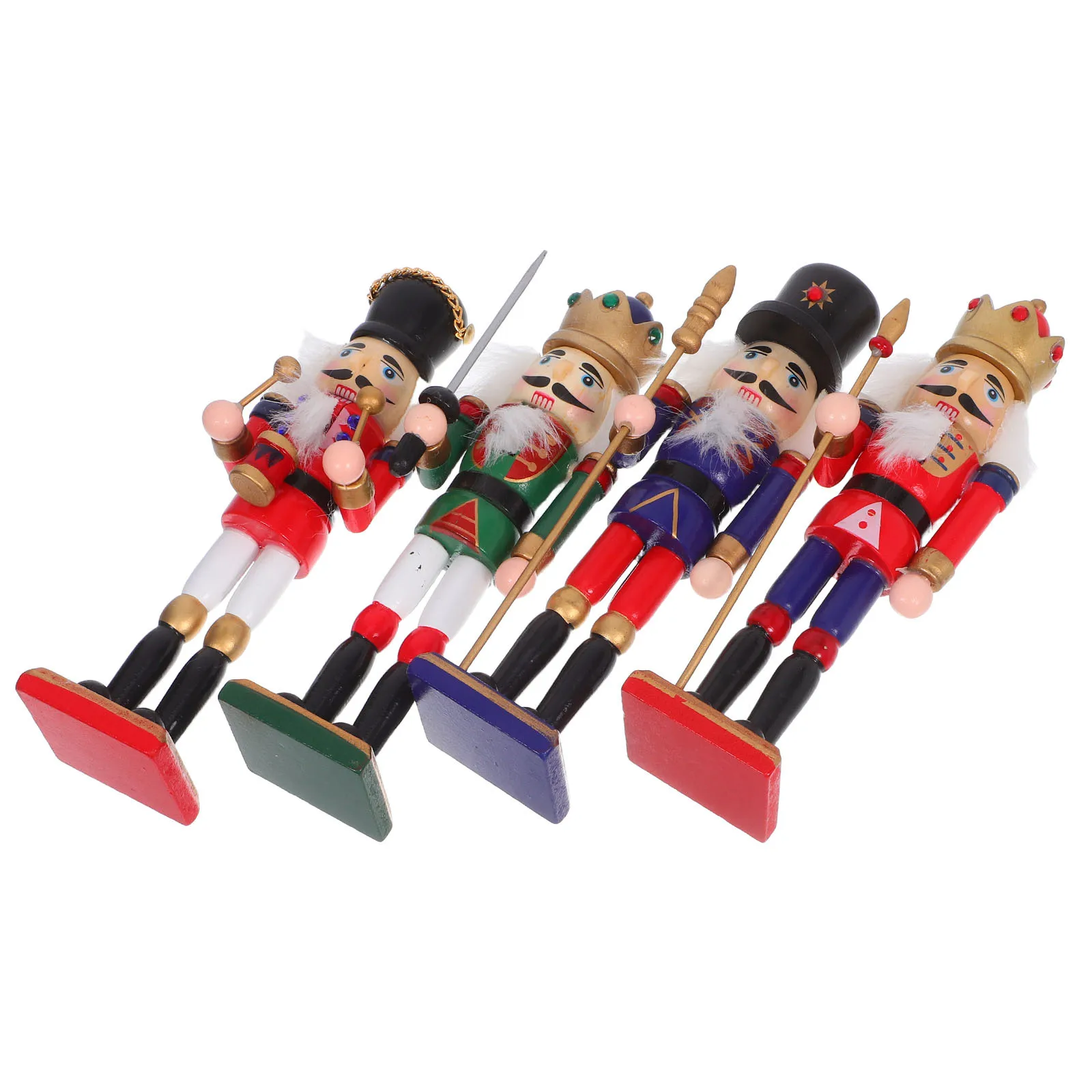 

4Pcs Wooden Christmas Nutcracker Soldier Decorations Small Handcrafted Nutcracker Figures Xmas Table Fireplace Shelf Decor