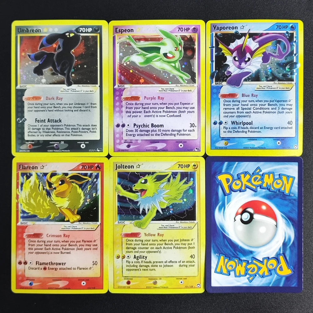 

5 шт. Ptcg Pokemon английские коллекционные карты Eevee Umbreon Espeon Vaporeon самодельная одиночная карта классическая игра аниме карты подарочная игрушка