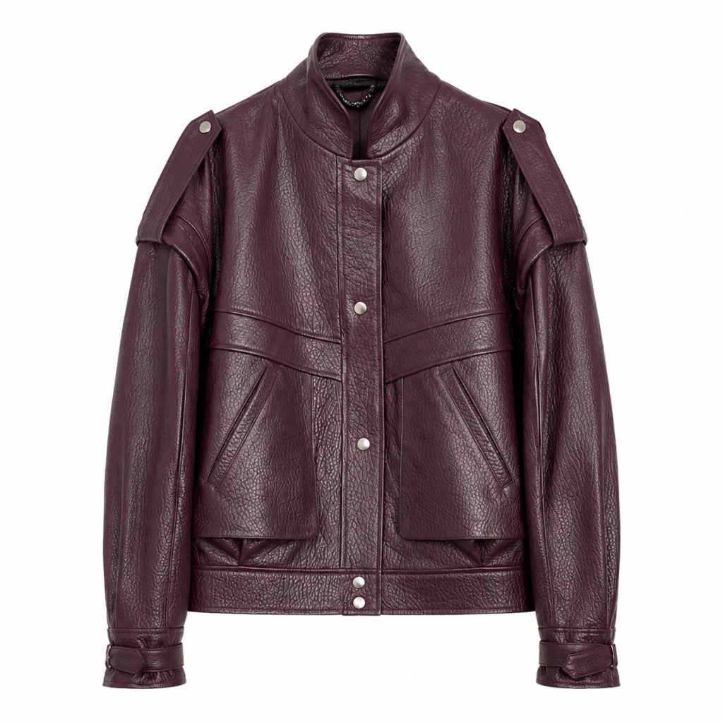 Women'S Fashion Leather Jacket - جاكيت نسائي من جلد الغنم الأصلي