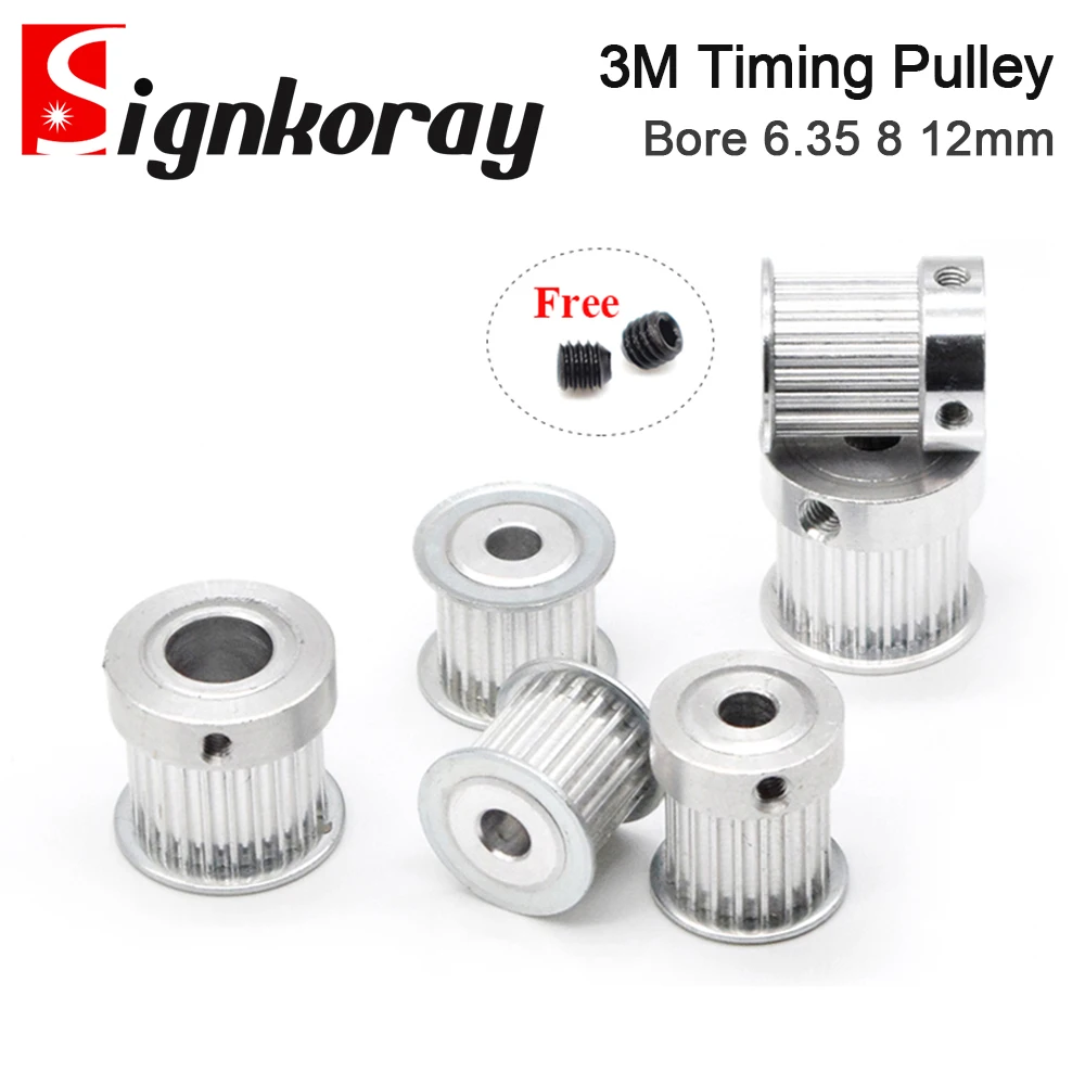 SignkoRay Timing Pulley HTD 3M Gear Pulley Synchronous 20 24 Teeth Width 15mm Bore 6.35 8 12mm for CO2 Laser Engraving Cutting