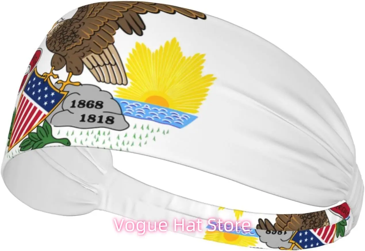 

Illinois State Flag Elastic Exercise Headband, Fitness Exercise Yoga Cycling Headband, Outdoor Sports Elastic Sweat-Absorbing He