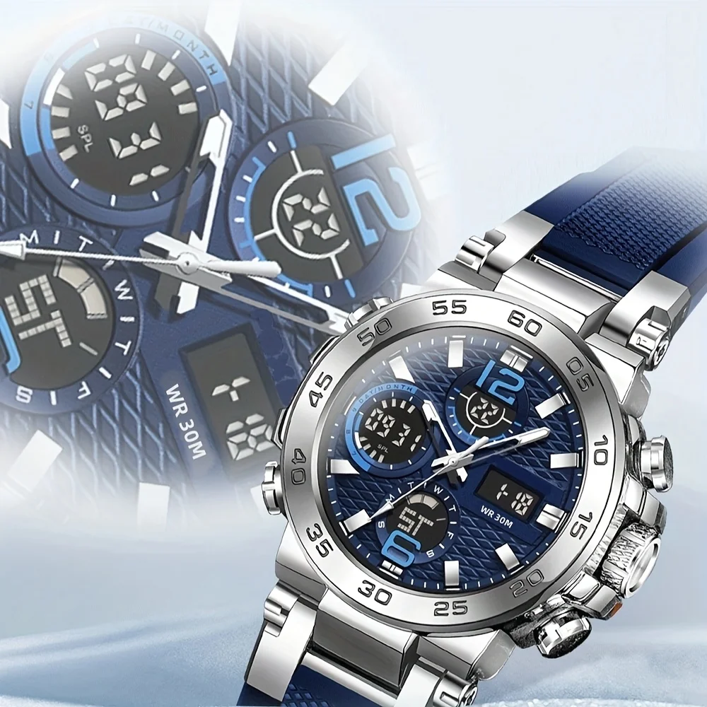 ساعة إلكترونية رقمية متعددة الوظائف للرجال مع منبه وتاريخ إضاءة ليلية ومختارة هدايا لعشاق الهواء الطلق #3