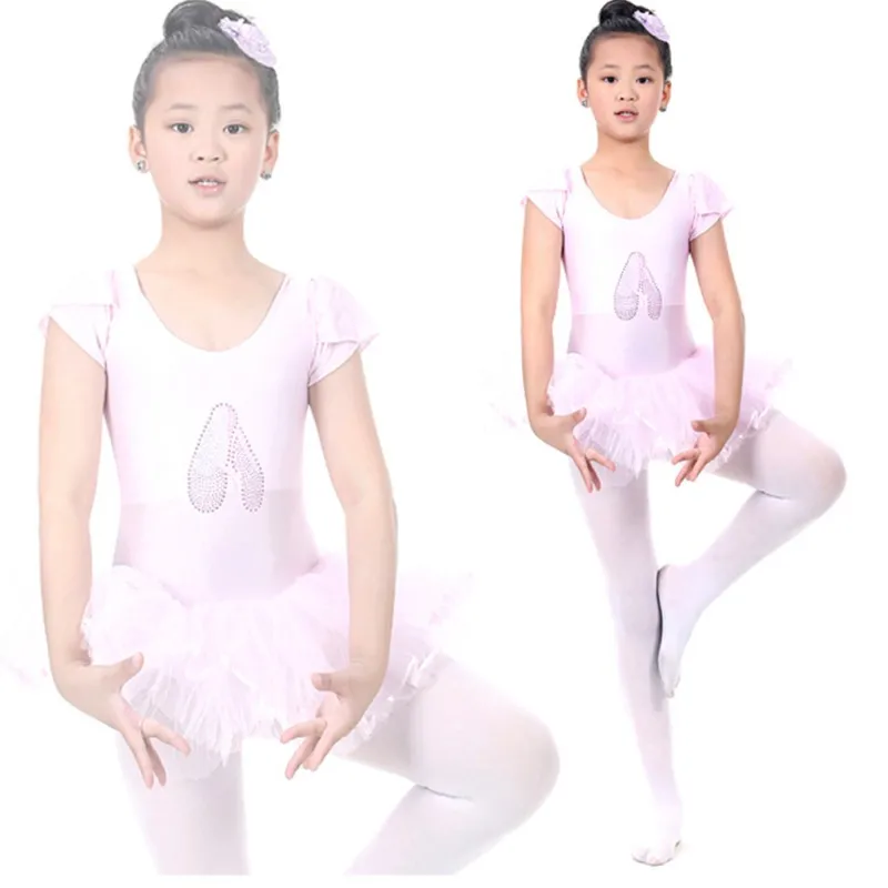 Summer Short Sleeved Girls Dress For Children Ballerina Tutu Kids Ballet Costumes Dance Leotard Dancewear