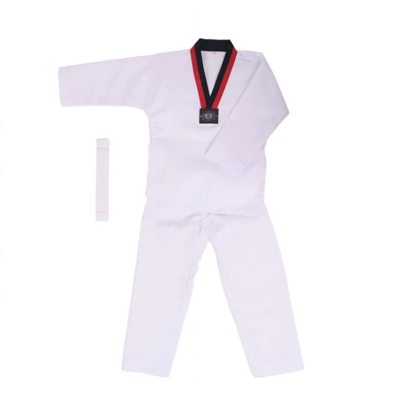 Pure Cotton Polyester Long Sleeve Taekwondo Uniform for Men Women Children Martial Arts Training Clothing