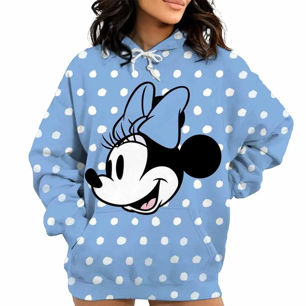 Sweat à capuche à manches longues pour femmes, motif Disney Minnie, confortable, idéal pour l'automne/hiver, vêtements décontractés et quotidiens