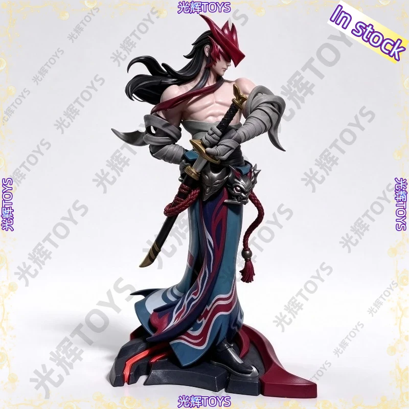 In Stock League of Legends The Unforgotten Yone, Detailed Mask Sculpture & Dual Swords, No Box Desktop Hobby Display