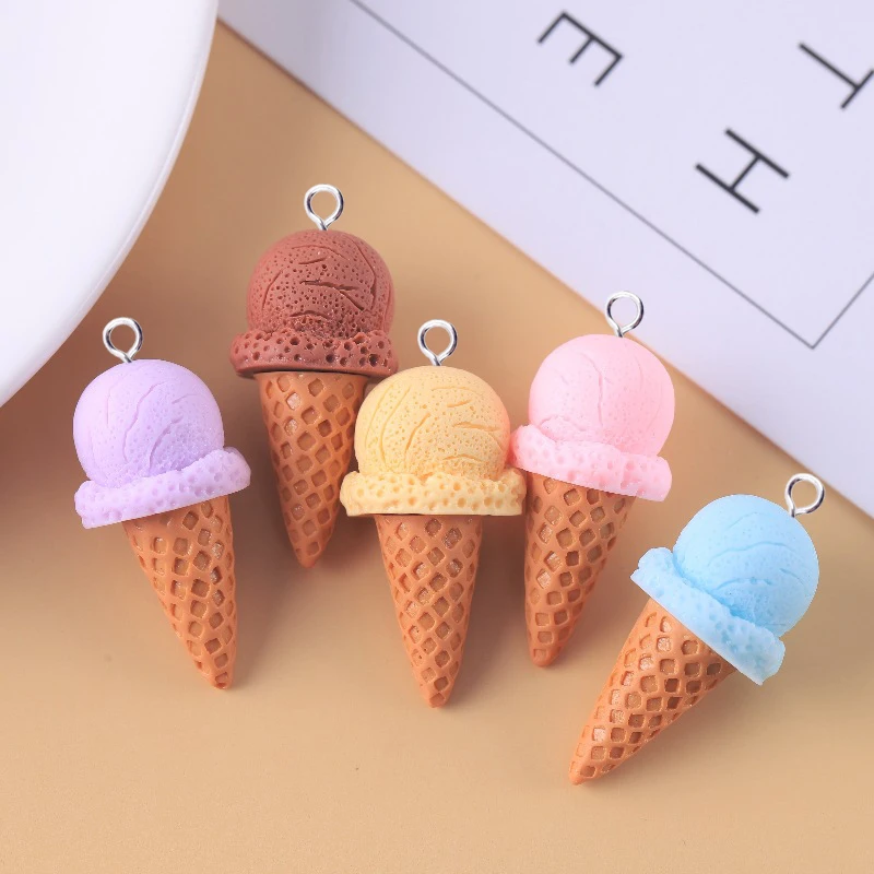 10Pcs Cute 3D Chocolate Ice Cream Resin Pendants Charms for Jewelry Making Earrings Necklace Keychain Accessory C1550