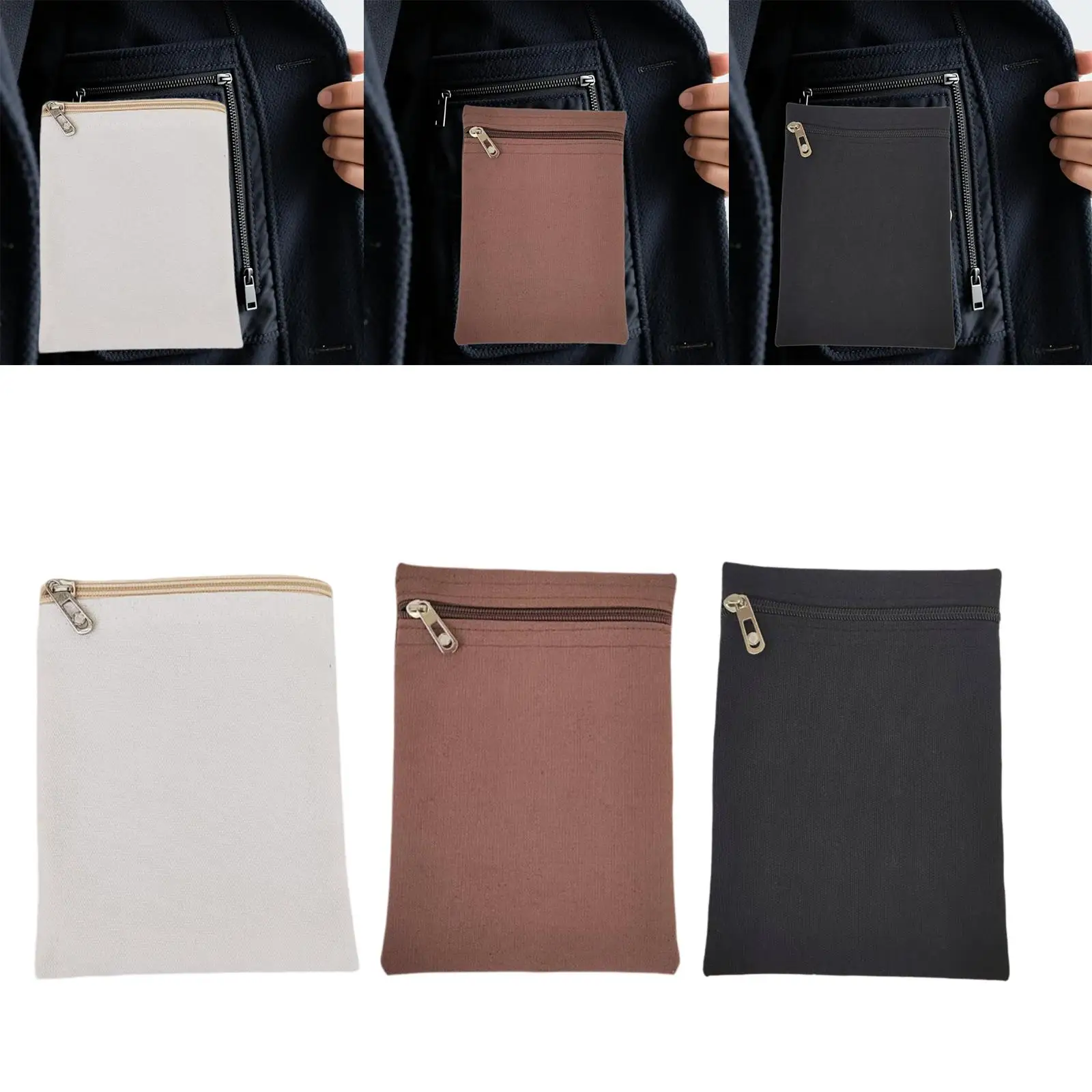 

Hidden Security Inside Pocket Sewable Zipper Travel Wallet Sewing for Clothing Coats Hoodies Jacket