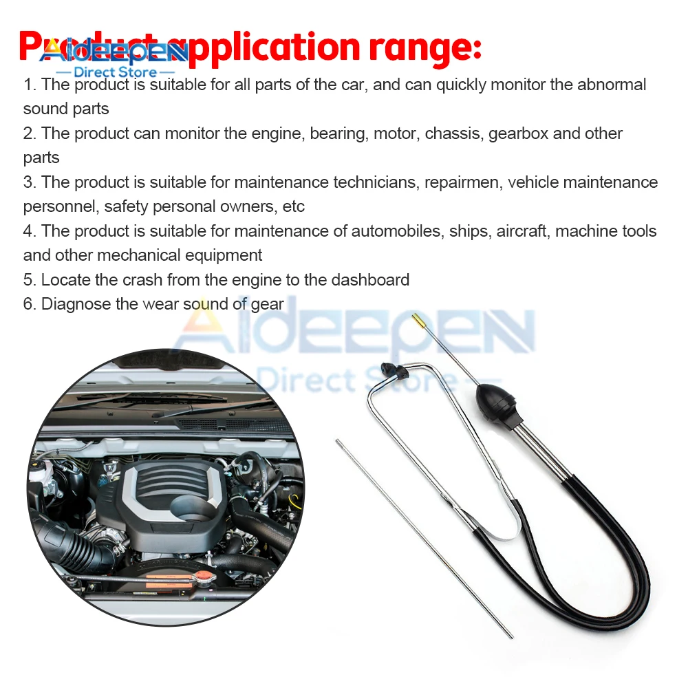 10HZ-10KH Auto Cylinder Stethoscope Mechanics Stethoscope Car Engine Block Diagnostic Automotive Hearing Car Abnormal Noise Tool