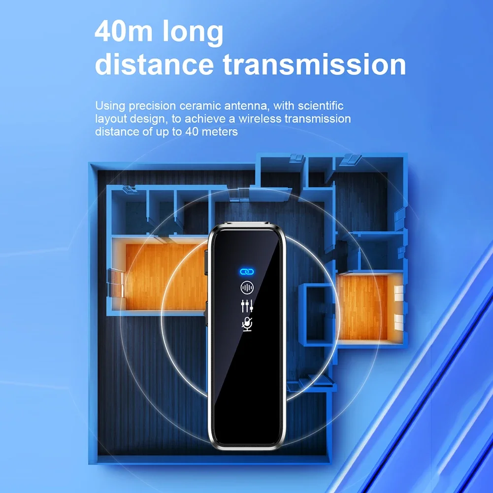 ميكروفون Lavalier لاسلكي صغير محمول على شكل طية صدر السترة ثنائي القناة تسجيل صوتي وفيديو LCD لهاتف iPhone Android Live Stream