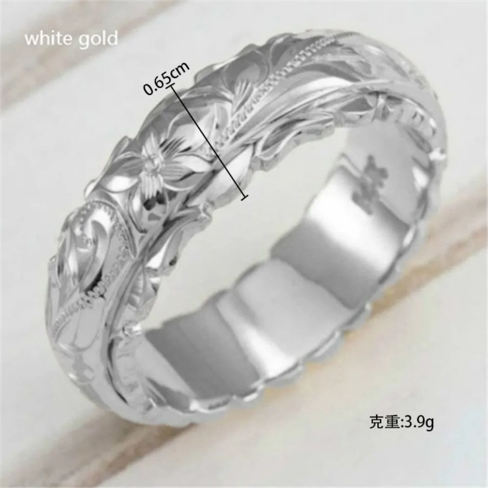 Gold Plated Suspended Carved rose Flower Ring ornaments tail ring female engagement rings for women wedding