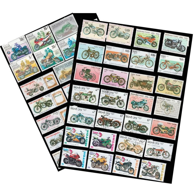 44 PCS Topic Motor Bike Motorcycle All Different Unused Postage Stamps With Post Mark For Collection