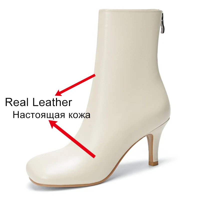 Women's Real Leather Ankle Boots - Stylish High Heels 34-40